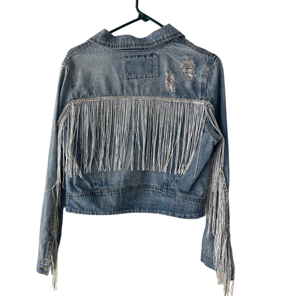 Rhinestone fringe Jean jacket